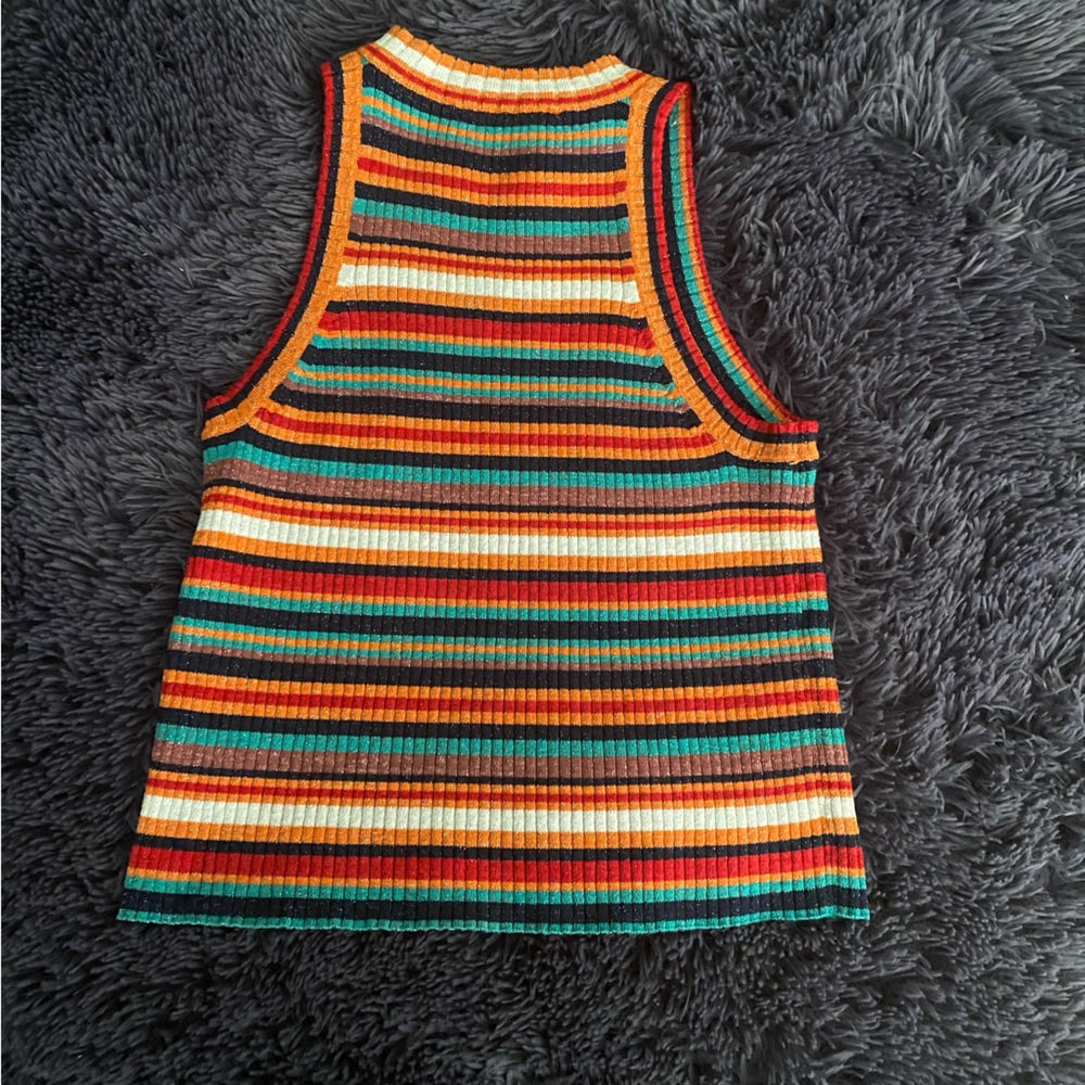 Ribbed glittery multi colored sleeveless top